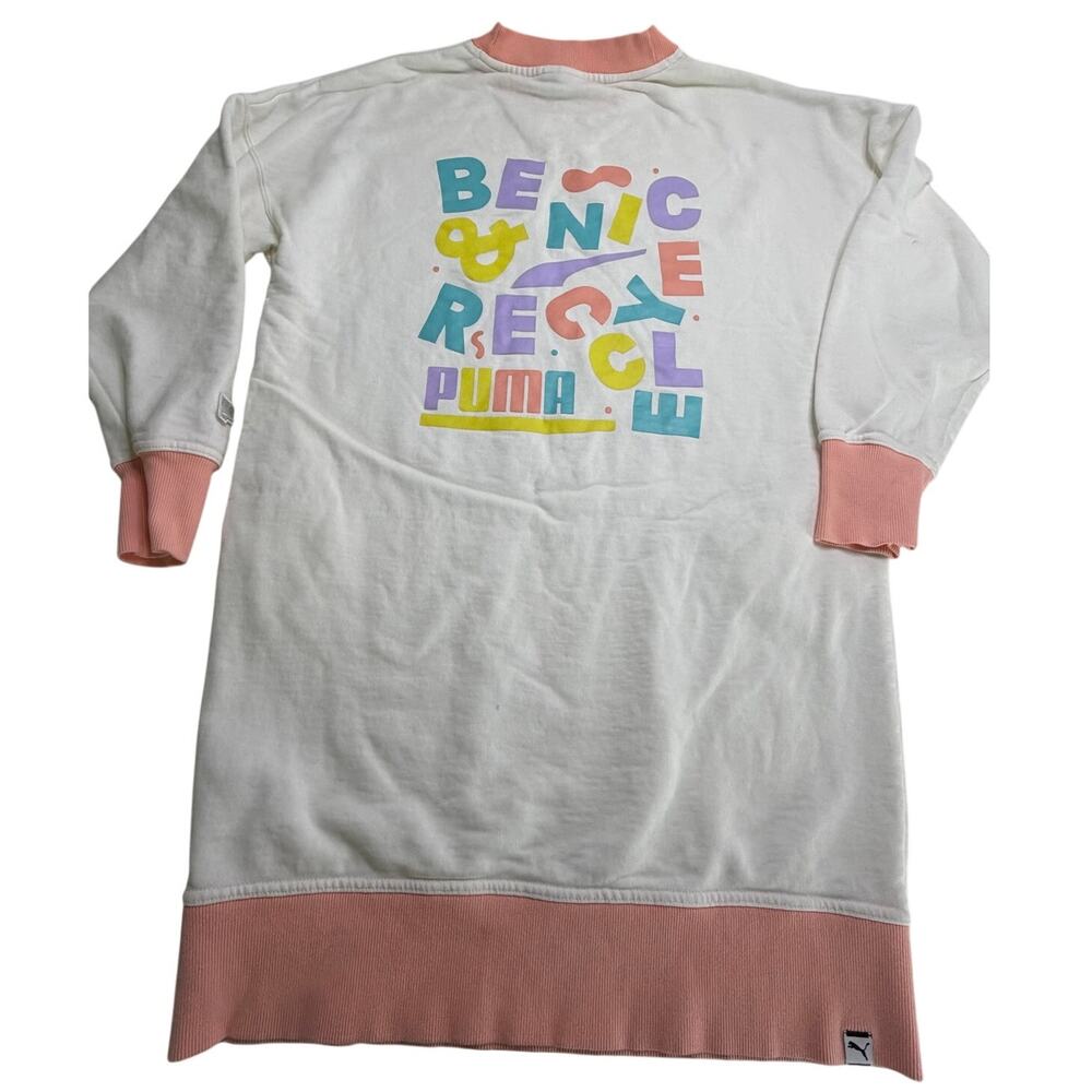 Puma white long-sleeved contrast ribbed letter print dress Womens Size XS